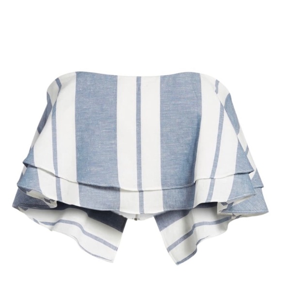 WAY Strapless Crop Top Blue White Stripes (Small) - Picture 5 of 6
